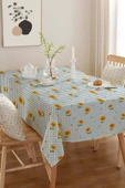 Rivaİstanbul Ayçiçeği Pötikare Mavi Desenli Masa Örtüsü, Sofra Bezi, Piknik Örtüsü - 2