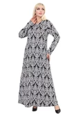 Melsay Butik Beyaz Dantel Desen Uzun Kollu Kadın Tesettür Elbise - 4