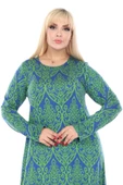 Melsay Butik Yeşil Dantel Desen Uzun Kollu Kadın Tesettür Elbise - 4