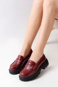 746-759 Bordo Rugan Günlük Yüksek Tabanlı Loafer Ayakkabı - 1