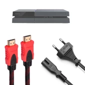 PS4 Güç Kablosu ve Örgülü Hdmi Kablo Set Playstation 4 Aksesuar thumbnail 1