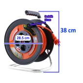 Plastik Makaralı Seyyar CCA Kablo 4 Prizli Monofaze Uzatma Kablosu 3x2.5 mm TTR Kablo 50 Metre - 2