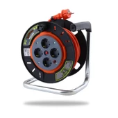 Plastik Küçük Makaralı Seyyar CCA Kablo 4 Priz Monofaze Uzatma Kablosu 3x1.5 mm TTR Kablo 15 Metre thumbnail 5