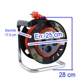 Plastik Küçük Makaralı Seyyar CCA Kablo 4 Priz Monofaze Uzatma Kablosu 3x1.5 mm TTR Kablo 15 Metre thumbnail 2