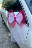 30 Adet Kırmızı Beyaz Kristal Tül Kırmızı Latex Gül Kuyruk Detaylı Düğün Nikah Kına Sünnet Konvoy Süsü - 5