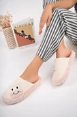 Albishoes Kadın Kurbağa Figürlü Sessiz Taban Önü Kapalı Peluş Kışlık Kadın Ev Terlik Ev Kadın Peluş - 1