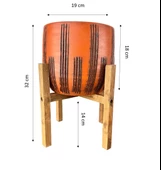 Bitki Tasarımı Dik Çizgi Desenli Toprak Saksı Saksılık Salon Çiçeklik 4 Ayaklı - 19 CM - 2