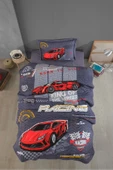 Clasy Ranforce %100 Pamuk Tek Kişilik Yatak Örtüsü Seti Racing Team V1 Gri - 1