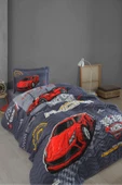 Clasy Ranforce %100 Pamuk Tek Kişilik Yatak Örtüsü Seti Racing Team V1 Gri - 2