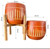 Bitki Tasarımı Beyaz Nokta Desenli Toprak Saksı Saksılık Salon Çiçeklik İkili Set Ayaksız - 4 Ayaklı- 19 CM thumbnail 2