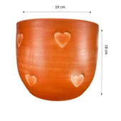 Bitki Tasarımı  Kalp Desenli Toprak Saksı Saksılık Salon Çiçeklik - 19 CM thumbnail 2