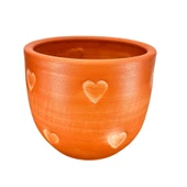 Bitki Tasarımı  Kalp Desenli Toprak Saksı Saksılık Salon Çiçeklik - 19 CM thumbnail 5