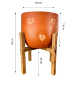 Bitki Tasarımı Kalp Desenli Toprak Saksı Saksılık Salon Çiçeklik 3 Ayaklı - 19 CM - 2