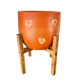 Bitki Tasarımı Kalp Desenli Toprak Saksı Saksılık Salon Çiçeklik 4 Ayaklı - 19 CM thumbnail 1