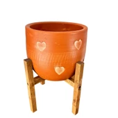 Bitki Tasarımı Kalp Desenli Toprak Saksı Saksılık Salon Çiçeklik 4 Ayaklı - 19 CM thumbnail 3