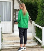 Kadın Yeşil Kapşonlu Etek Ucu Detay Arma Ters Dikiş Gorunumlu Ikili Takım thumbnail 2