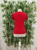 Kadın Kısa Kollu V Yaka önü Düğmeli Dantel Detay Viskon Bluz - 5