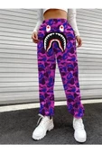 Bape Shark Dijital Baskılı Eşofman Altı - Mor - 1