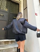 Düz Bomber Ceket - Siyah - 2