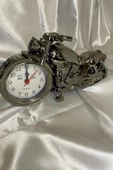 Motor Metal Saat El Yapımı Biblo Kalemlik Motosiklet Yarış Motoru Plastik Pilli Alarmlı thumbnail 1