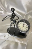 Müzisyen Metal Saat El Yapımı Büro Masa Saat Keman thumbnail 6