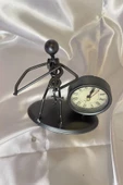 Müzisyen Metal Saat El Yapımı Büro Masa Saat Keman thumbnail 2