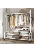 TRENDESK Metal Siyah / Beyaz  Portmanto Konfeksiyon Askısı Ayaklı Askılık Elbise Askılığı  155*150 cm - 1
