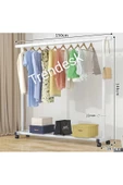 TRENDESK Metal Siyah / Beyaz Konfeksiyon Askısı Ayaklı Askılık Elbise Askılığı Tekerlekli 150*140cm - 1
