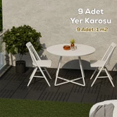 Porsima 1066 Bahçe Balkon Teras Zemin Paspası Banyo Paspası 9lu Dış Mekan Karosu Antrasit thumbnail 1