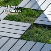 Porsima 1066 Bahçe Balkon Teras Zemin Paspası Banyo Paspası 18li Dış Mekan Karosu Antrasit - 1