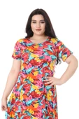 Melsay Butik Sarı Gül Desen Asimetrik Kısa Kollu Elbise - 2