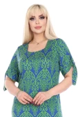 Melsay Butik Yeşil Dantel Desen Kolları Bağlamalı Kısa Kollu Kadın Midi Elbise - 3