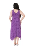 Melsay Butik Mor Dantel Desen Askılı V Yaka Elbise - 6