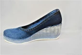 Emani Jeans Kadın Yeni Sozon Özel Üretim Yıldız  Detaylı Dolgu Topuk Kot Ayakkabı - 3