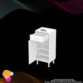 Modilayn EMİR 35 x 88 x 32,5 cm 1 Çekmece 1 Kapak 3 Raf 4 Bölme Çok Amaçlı Banyo & Mutfak Dolabı - 9