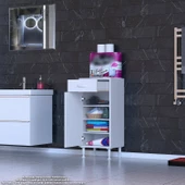 Modilayn EMİR 35 x 88 x 32,5 cm 1 Çekmece 1 Kapak 3 Raf 4 Bölme Çok Amaçlı Banyo & Mutfak Dolabı - 3