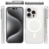 Apple iPhone 16 Pro Kılıf Magsafe Şarj Özellikli Şeffaf Sert PC Redclick Embos Kapak - 5