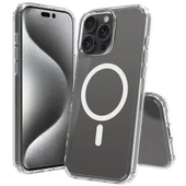 Apple iPhone 16 Pro Max Kılıf Magsafe Şarj Özellikli Şeffaf Sert PC Redclick Embos Kapak thumbnail 3