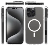 Apple iPhone 16 Pro Max Kılıf Magsafe Şarj Özellikli Şeffaf Sert PC Redclick Embos Kapak thumbnail 6