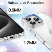 iPhone 16 Pro Max Kılıf Magsafe Şarj Özellikli Parıldayan Simli Şeffaf Redos Kapak thumbnail 8