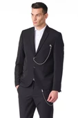 CEKMON Erkek Regular Fit Zincir Detaylı Blazer Rahat Klasik Ceket - 4