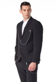 CEKMON Erkek Regular Fit Zincir Detaylı Blazer Rahat Klasik Ceket - 3