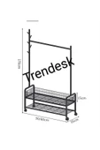 TRENDESK Metal Siyah /Beyaz /Krem 2 Raflı Raflı Konfeksiyon Askılığı  Ayaklı Elbise Askılığı 176cm - 3