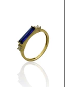 Baget Safir Taş Üst Kalite 14 Ayar Altın Yüzük thumbnail 2