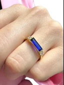 Baget Safir Taş Üst Kalite 14 Ayar Altın Yüzük thumbnail 3