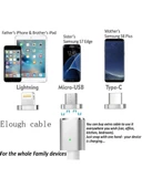 Iphone Lightning Samsung Micro Usb Type C Mıknatıslı Şarj Kablosu - 4