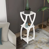 Modilayn Sermin Çiçeklikli Kum Saati Sehpa Beyaz - 1