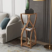 Modilayn Sermin Çiçeklikli Kum Saati Sehpa Ceviz - 2