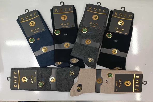 Roff Erkek Bamboo Soket Küçük Desenli Çorap 14023 - 12 Adet