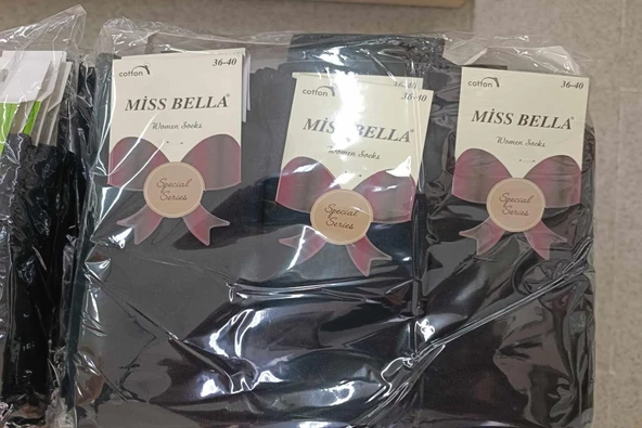 Miss Bella Kadın Pamuklu Soket Düz Koyu Pastel Çorap 01 - 12 Adet - 2